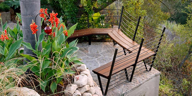 Private meditation spot with a hillside ocean view.